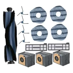 【新着商品】汎用品 3枚、サイドブラシ4本、フィルター2枚、互換品 交換アクセサリーキットメインブラシ1本、紙パック 掃除ロボット用の消耗品 掃除機 Omni Pro X10 Eufy (ユーフィ) Ankerのサムネイル