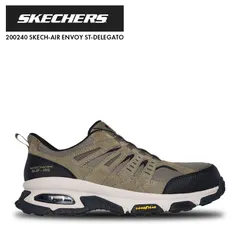 【12時まで即日発送】安全靴 作業靴 スケッチャーズ 200240 25cm～28cm ぺブルブラック スケッチエア エンボイ ST - デリゲーター ハンズフリースリップインズ 先芯入り メンズ SKECHERS ワークシューズ セーフティーシューズ