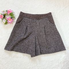 4342 ー大特価ー 美品★オンワード樫山 【組曲】 クミキョク  レディース ウール混 タックショートパンツ (M) ブラウン ズボン LOT43