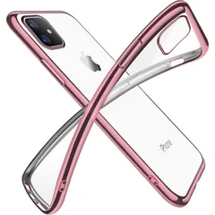 iPhone11 Pro Max ケース シンプル クリア メッキケース カバーケース シリコンケース ソフトケース 薄型 TPU シルバー