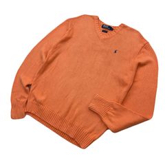 ポロ ラルフローレン コットン ニット セーター オレンジ  メンズ Lサイズ 【 シンプル 好発色 】 POLO RALPH LAUREN ●N273