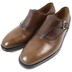 美品△Salvatore Ferragamo サルヴァトーレフェラガモ Tramezza トラメッザ ロゴ金具 モンストラップ レザー レザーシューズ ブラウン シルバー金具 6 イタリア製 メンズのサムネイル