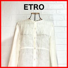 ✨ETRO エトロ ノーカラーシャツ ブラウス コットン ベージュ 生成り