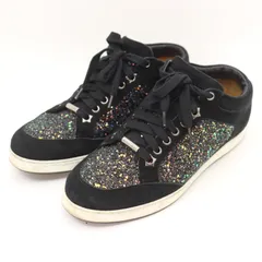 IT2X7URGH384 JIMMY CHOO ジミーチュウ スニーカー ラメ ローカットシューズ スエード レースアップ フラットシューズ 靴 レディース サイズ36 1/2