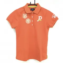 ★値下げ★【超美品】パーリーゲイツ 半袖ポロシャツ オレンジ×白 複数ワッペン 襟裏ライン  レディース 1(M) ゴルフウェア PEARLY GATES