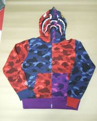 A BATHING APE Crazy Shark Wide Fit Full Zip Double Hoodie サイズ：L エイプ シャークパーカー