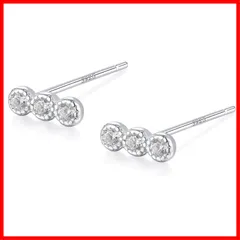 小ぶり ひかえめ CZダイヤ キュービックジルコニア 3連 金属アレルギー対応 シンプル 18Ｋコーティング ピンクゴールド ゴールド シルバー Silver925 ピアス