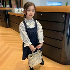 ☆ ブルー ☆ 110cm ☆ ブラウス　デニムスカートセット　nads3400 デニムスカート キッズ デニム スカート サロペット オーバーオール デニムサロペット ジャンパースカート 子供服 子ども服 つなぎ カジュアル 子ども こども 子供 女の子