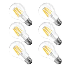 A60LEDフィラメント電球6WエジソンランプE26口金2700K電球色白熱電球60W形相当エジソンバルブ広配光タイプ360度発光調光器対応PSE6個入