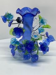 クリスタルフラワー付き花器　フラワーベース