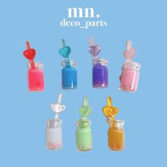 【1つ50円】21個/各3個★デコレーションパーツ　ハンドメイド　ドリンク　ピンク　ハート
