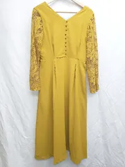 ◇ ◎ GIRL DRESS FOR NOW フォーマル パーティー 二次会 長袖 ロング ドレス ワンピース サイズM マスタード レディース P  【1407100040087】