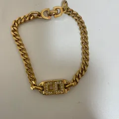 ★ Christian Dior クリスチャン ディオール CDロゴ ストーン 喜平 チェーン ブレスレット ゴールド レディース ジュエリー アクセサリー