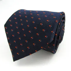 タカキュー ブランド ネクタイ 総柄 シルク 日本製 PO  メンズ ネイビー TAKA Q 【中古】