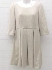 ◇ STRAWBERRY-FIELDS ストロベリーフィールズ 七分袖 膝丈 ワンピース 2 グレージュ *  【1002799827492】