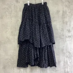 niko and... ニコアンド　ロングティアードスカート　黒×ピンドット柄　レディース　Fサイズ