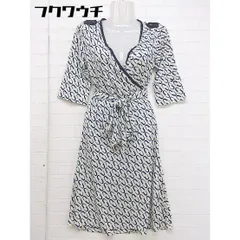 ◇ Language ランゲージ 総柄 長袖 カーディガン ガウン サイズ38 オフホワイト ネイビー系 レディース  【1109030014939】