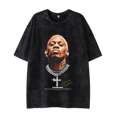 【ヴィンテージ加工】Tシャツ デニス・ロッドマン プリントTシャツ オーバーサイズ 90sストリート 反骨精神 バスケット 087