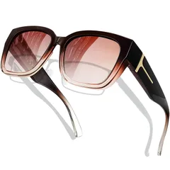 [KANASTAL] オーバーサングラス メガネの上から掛けられる 偏光 UV400 紫外線カット 運転用 超軽量 登山 釣り スポーツ レディース メンズ （グラデーションブラウン） 0