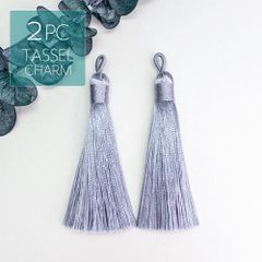 【2個】タッセル ロング ライトグレー ポリエステル糸 糸タッセル ピアスやチャーム作りなどに ta097-2