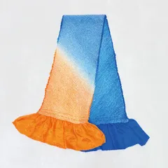 帯揚げ 振袖 成人式 しぼり 正絹 ラメ 青 オレンジ