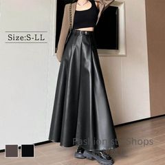 【新品未使用】レザースカート レディース 秋冬 ロングスカート スカート ベルト付き ロング 丈 ボトムス Aライン フェイクレザー ストレッチ おしゃれ きれいめ オフィス カジュアル お出かけ ugcp83