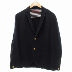 バーバリーブラックレーベル BURBERRY BLACK LABEL 紺ブレ テーラードジャケット ブレザー スウェット地 ロゴ釦 2B 3 紺 ネイビー /JS IBO63