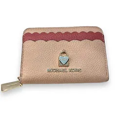 マイケルコース MICHAEL KORS 美品 コインケース ウォレット 小銭入れ ラウンドファスナー ピンク レディース