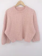 ◇ SAISON DE PAPILLON セゾンドパピヨン ケーブル編み 長袖 ニット セーター サイズM ピンク レディース E  【1302200003997】