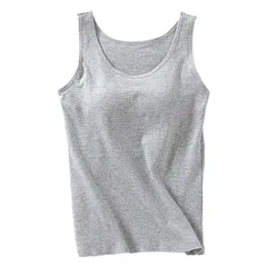 ブラトップ カップ付きインナー タンクトップ 綿95％ パッド一体型 シンプル 無地 見せインナー 肌に優しい 吸汗 快適 楽ちん 黒 白 紫 大きいサイズ rr-046