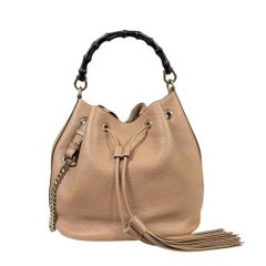 グッチ バンブー ショルダーバッグ レザー 387613 ベージュ レディース  GUCCI  中古 グッチ