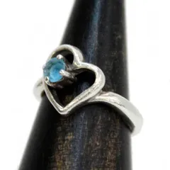 ハートモチーフシルバーリング Sv925/シルバー925×カラーストーン 3号 リング幅:2.47mm モチーフ部分幅:W9.72mm×H10.6mm 重量:2.1g NT Bランク