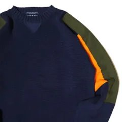 90's トミーヒルフィガー 切替 クルーネック コットン ニット セーター (S) 紺×オレンジ×緑系 カラーブロック 90年代 旧タグ オールド アメリカ古着 USED ビンテージ ヴィンテージ