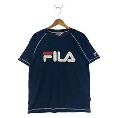 FILA フィラ ロゴプリント半袖Ｔシャツ sizeL/ネイビー