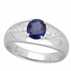 MITSUKOSHI 三越 ブルーサファイア(1.11ct)ダイヤモンド(0.10ct)リング Pt900 プラチナ 日本サイズ約12号 #52 鑑別書【送料無料】指輪【中古】24441101