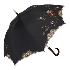 シノワズリーモダン 花鳥刺繍かわず張り長日傘