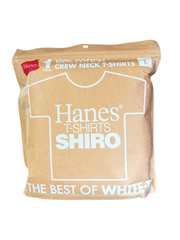 Hanes ヘインズ SHIRO クルーネックTシャツ Lサイズ 白 綿100% 厚手 丸胴タグレス HM1-X201 メンズ 無地Tシャツ 白T