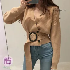 リブニット カーディガン レディース ショート丈 ウエストマーク ニットトップス ニットセーター 着やせ カシュクール Vネック ant4y910187