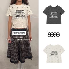 新品 韓国 AEAE エーイーエーイー WEB LOGO DOT CROP T-SHIRTS 半袖 ロゴ 水玉 人気 半袖 Tシャツ リボン ファッション Y2K 人気 【4色選択可能】