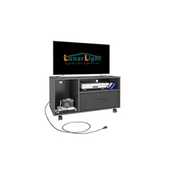 LunarLight テレビ台、テレビボード 、ローボード 、コンセント付き、引き出し付き、多機能収納ボックス、幅80cm奥行38cm高さ45cm 32型 42型テレビ適合 収納 カラーボックス オープンラック 組立簡単 耐震転倒防止 耐荷重150kg ( 1