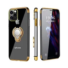 iPhone 12 Pro ケースiPhone 12 ケース リング付き クリア 落下防止 耐衝撃 (ゴールド iPhone12/i)