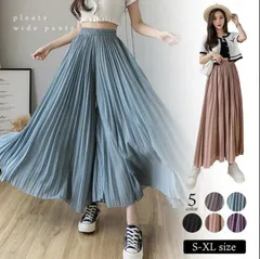 ワイドパンツ プリーツパンツ レディース 夏 ボトムス ガウチョパンツ ウエストゴム ズボン ロングパンツ 大きいサイズ ゆったり バギーパンツ 海cbrd85