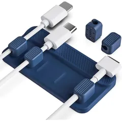 ケーブルホルダーマグネット(Magnetic Cable Holder)ケーブルクリップ USB-C ケーブル Micro USBケーブル ライトニングケーブル 直径4.2mmまでケーブルに対応 デスク配線 収納 (5個セット) グレー デスク周り 便利グッズ