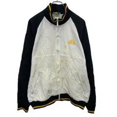 adidas ブルゾンジャケット M ホワイト ブラック アディダス ジップアップ ワンポイント ロゴ スポーティー 古着卸 アメリカ仕入 a703-6888