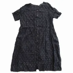 nest Robe ネストローブ 01141-1026 リネン ノーカラー シャツ ワンピース 花柄 総柄 半袖 ロング ネイビー レディース 【中古】