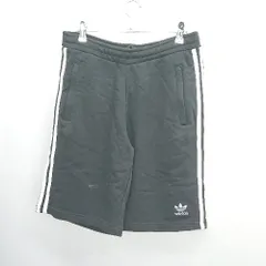 ◇ Θ adidas アディダス ウエストゴム コットン100% ハーフパンツ サイズL ブラック メンズ E  【1505290012775】