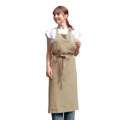☆ ベージュ ☆ ロングエプロン エプロン おしゃれ ロング丈 ロングエプロン 前結び レディース 速乾 シワになりにくい シンプル 無地 家事 炊事 カフェ 飲食店 ユニフォーム 制服 介護 医療 ガーデニング 庭仕事 キッチンファブリック 配膳用品