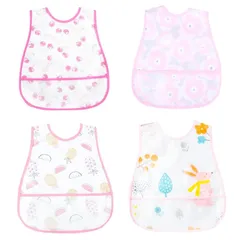 [MOMSMENU] 食事用エプロン ベビー スタイ 子供 保育園 離乳食 汚いにくい 洗いやすいと乾きやすい 軽量 名前入 4枚 1