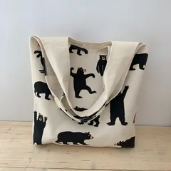 帆布トートバッグ ショルダーバッグ 2way クマ柄 熊 肩掛け エコバッグ 手提げ 大容量 通勤通学 可愛い おしゃれ
