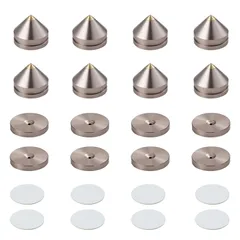新品 Pailvens インシュレーター スピーカー ８個 スピーカースタンド 金属製 スパイクスタンド 両面テープ16枚付き オーディオ音質向上 振動防止 金